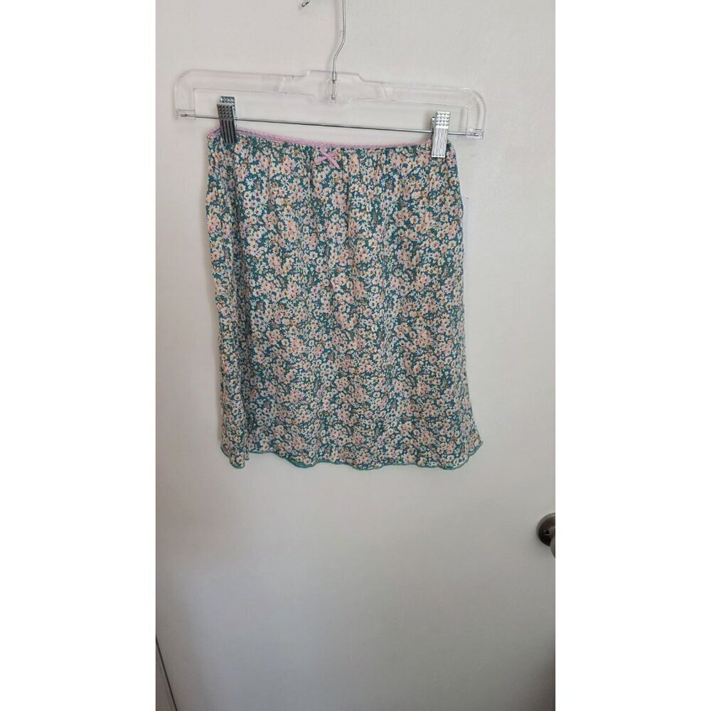 Love Fire Womens Slip Skirt Juniors XS Slinky Multicolor Floral Pull On NWT